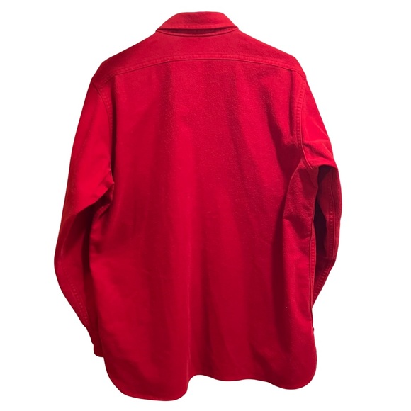 VTG Amana Woolen Mill Shirt Men Large Chamois Cotton Solid Red Long Sleeve - Picture 4 of 12